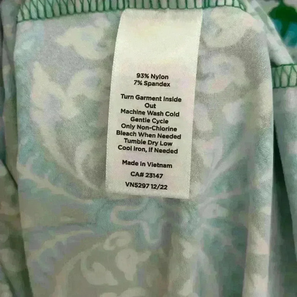 Talbots Green Blue Short Sleeve Button Detail dress Stretchy Comfy Size M (D16) - Picture 6 of 6